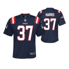 Youth New England Patriots Damien Harris Game #37 Navy Jersey