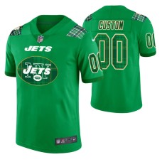 Men New York Jets Custom Kelly Green St. Patrick Day Jersey