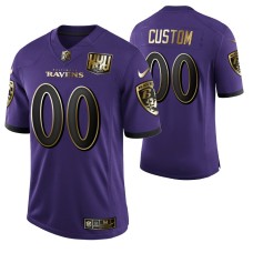 Ravens #00 Custom 25th Anniversary Purple Speed Machine Golden Limited Jersey