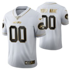 New York Jets Custom 100th Season Jersey White Vapor Limited Golden Edition