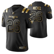 New England Patriots Sony Michel Golden Edition Black Jersey