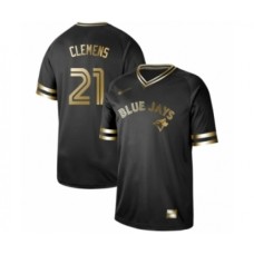 Men's Toronto Blue Jays #21 Roger Clemens Authentic Black Gold Fashion Baseball Stitched Jersey