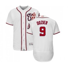 Men's Washington Nationals #9 Brian Dozier White Home Flex Base Authentic Collection Baseball Jersey