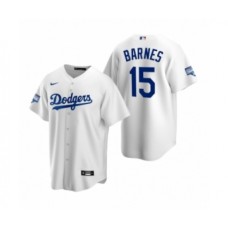 Men's Los Angeles Dodgers #15 Austin Barnes White 2020 World Series Champions Replica Stitched Jersey