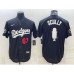 Men's Los Angeles Dodgers #67 Vin Scully Black Red Big Logo With Vin Scully Patch Stitched Jersey