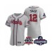 Men's Atlanta Braves #12 Jorge Soler 2021 Gray World Series Champions With 150th Anniversary Flex Base Stitched Jersey