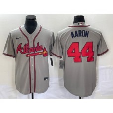 Men's Atlanta Braves #44 Hank Aaron Grey Stitched Cool Base Nike Jersey