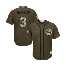 Men's Chicago Cubs #3 Daniel Descalso Authentic Green Salute to Service Baseball Jersey