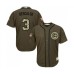 Men's Chicago Cubs #3 Daniel Descalso Authentic Green Salute to Service Baseball Jersey