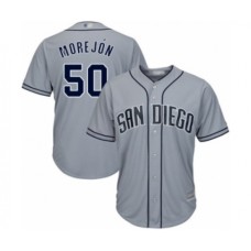 Men's San Diego Padres #50 Adrian Morejon Authentic Grey Road Cool Base Baseball Player Stitched Jersey