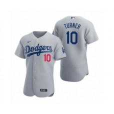 Men's Los Angeles Dodgers #10 Justin Turner Nike Gray Authentic 2020 Alternate Stitched Jersey