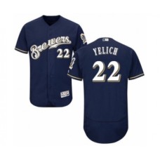 Men's Milwaukee Brewers #22 Christian Yelich Navy Blue Alternate Flex Base Authentic Collection Baseball Player Stitched Jersey