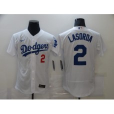 Men's Los Angeles Dodgers #2 Lasorda Nike White Stitched Jersey