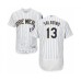 Men's Milwaukee Brewers #13 Tyler Saladino White Home Flex Base Authentic Collection Baseball Player Stitched Jersey