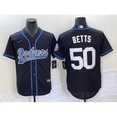 Men's Los Angeles Dodgers #50 Mookie Betts Black Cool Base Stitched Baseball Jersey