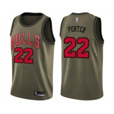 Men's Chicago Bulls #22 Otto Porter Swingman Green Salute to Service Basketball Jersey