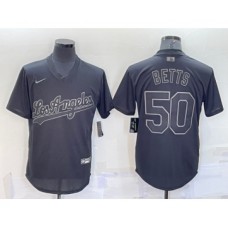 Men's Los Angeles Dodgers #50 Mookie Betts Black Pullover Turn Back The Clock Stitched Cool Base Jersey