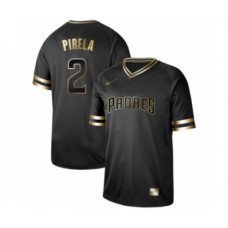 Men's San Diego Padres #2 Jose Pirela Authentic Black Gold Fashion Baseball Stitched Jersey