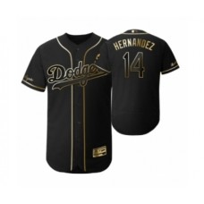 Men's 2019 Golden Edition Los Angeles Dodgers Black #14 Enrique Hernandez Flex Base Stitched Jersey