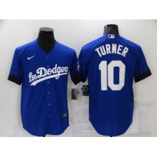 Men's Nike Los Angeles Dodgers #10 Justin Turner Blue Game City Player Stitched Jersey