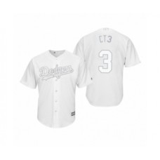 Men's Los Angeles Dodgers #3 Chris Taylor CT3 White 2019 Players Weekend Replica Stitched Jersey