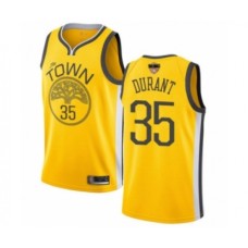 Men's Golden State Warriors #35 Kevin Durant Yellow Swingman 2019 Basketball Finals Bound Jersey - Earned Edition