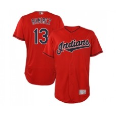 Men's Cleveland Indians #13 Hanley Ramirez Scarlet Alternate Flex Base Authentic Collection Baseball Jersey