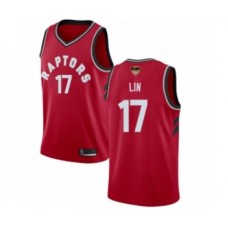 Men's Toronto Raptors #17 Jeremy Lin Swingman Red 2019 Basketball Finals Bound Jersey - Icon Edition