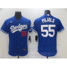 Men's Los Angeles Dodgers #55 Albert Pujols Blue Nike Road Flex Base Authentic Collection Baseball Stitched Jersey