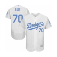 Men's Los Angeles Dodgers #70 Keibert Ruiz Authentic White 2016 Father's Day Fashion Flex Base Baseball Player Stitched Jersey