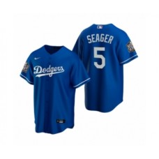 Men's Los Angeles Dodgers #5 Corey Seager Royal 2020 World Series Replica Stitched Jersey