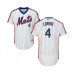 Men's New York Mets #4 Jed Lowrie White Alternate Flex Base Authentic Collection Baseball Jersey