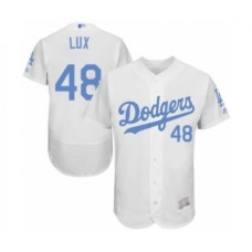 Men's Los Angeles Dodgers #48 Gavin Lux Authentic White 2016 Father's Day Fashion Flex Base Baseball Player Stitched Jersey