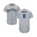 Men's Seattle Mariners #8 Jake Fraley Grey Road Flex Base Authentic Collection Baseball Player Stitched Jersey