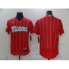 Men's Nike Miami Marlins Blank Red 2021 City Connect Replica Stitched Jersey