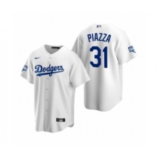 Men's Los Angeles Dodgers #31 Mike Piazza White 2020 World Series Champions Replica Stitched Jersey