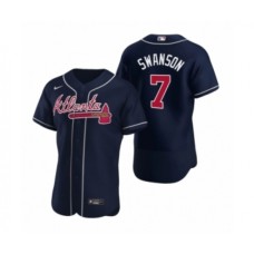 Men's Atlanta Braves #7 Dansby Swanson Nike Navy Authentic 2020 Alternate Stitched Jersey