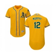 Men's Oakland Athletics #12 Sean Murphy Gold Alternate Flex Base Authentic Collection Baseball Player Stitched Jersey