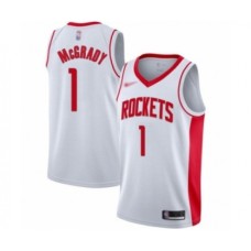 Men's Houston Rockets #1 Tracy McGrady Authentic White Finished Basketball Stitched Jersey - Association Edition