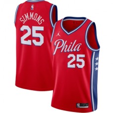 Men's Philadelphia 76ers #25 Ben Simmons Jordan Brand Red 2020-21 Swingman Stitched Jersey