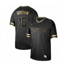 Men's Los Angeles Angels of Anaheim #18 Brian Goodwin Authentic Black Gold Fashion Baseball Stitched Jersey