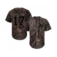 Men's Milwaukee Brewers #17 Jim Gantner Authentic Camo Realtree Collection Flex Base Baseball Jersey