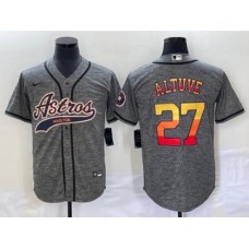 Men's Houston Astros #27 Jose Altuve Grey Gridiron Cool Base Stitched Baseball Jersey