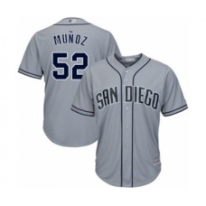 Men's San Diego Padres #52 Andres Munoz Authentic Grey Road Cool Base Baseball Player Stitched Jersey