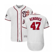 Men's Washington Nationals #47 Howie Kendrick White Home Flex Base Authentic Collection 2019 World Series Champions Baseball Stitched Jersey