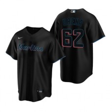 Men's Nike Miami Marlins #62 Jose Urena Black Alternate Stitched Baseball Jersey