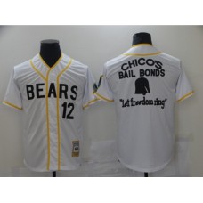 Bad News Bears #12 Chico's Bail White Bonds - Let Freedom Ring Button-Down Baseball Stitched Jersey