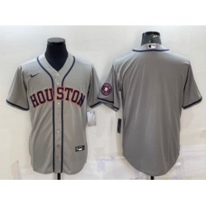 Men's Houston Astros Blank Grey With Patch Stitched MLB Cool Base Nike Jersey