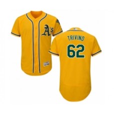 Men's Oakland Athletics #62 Lou Trivino Gold Alternate Flex Base Authentic Collection Baseball Player Stitched Jersey