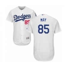 Men's Los Angeles Dodgers #85 Dustin May White Home Flex Base Authentic Collection Baseball Player Stitched Jersey